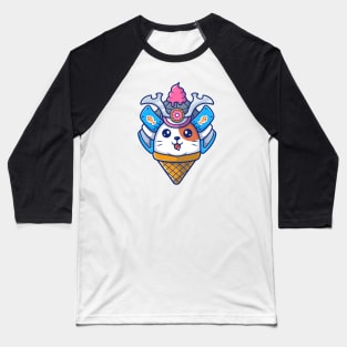 Cat samurai mascot cartoon Baseball T-Shirt